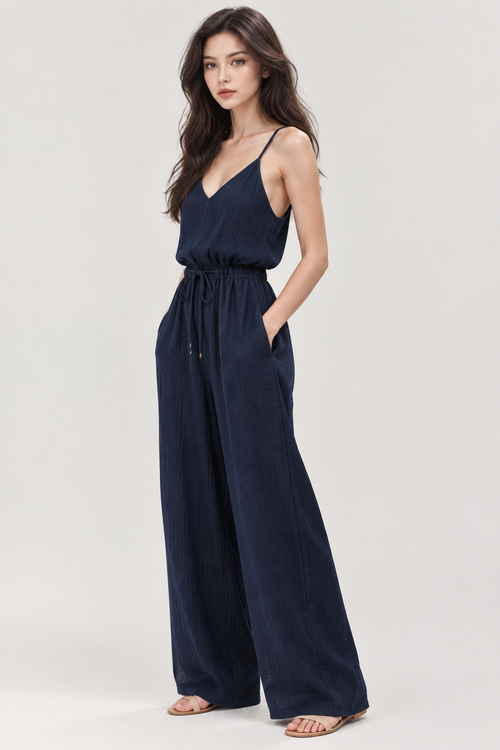 Bohemian Midnight Blue Jumpsuit - left45